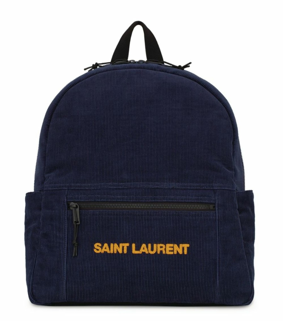 Men * | Cheap Saint Laurent Corduroy Nuxx Logo Backpack 4394 Backpacks