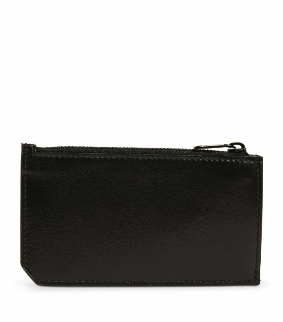 Men * | Deals Saint Laurent Leather Fragments Monogram Card Holder 1000 Cardholders