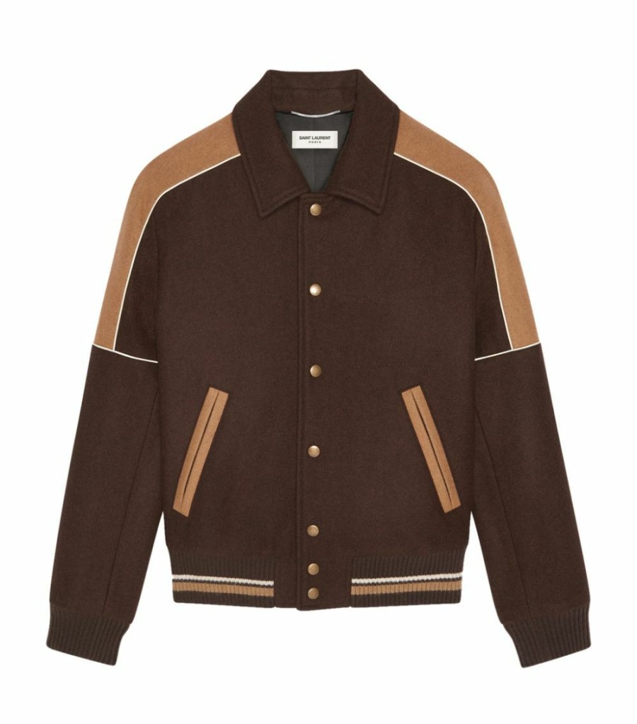 Men * | Promo Saint Laurent Virgin Wool Jacket 2500 Bomber Jackets