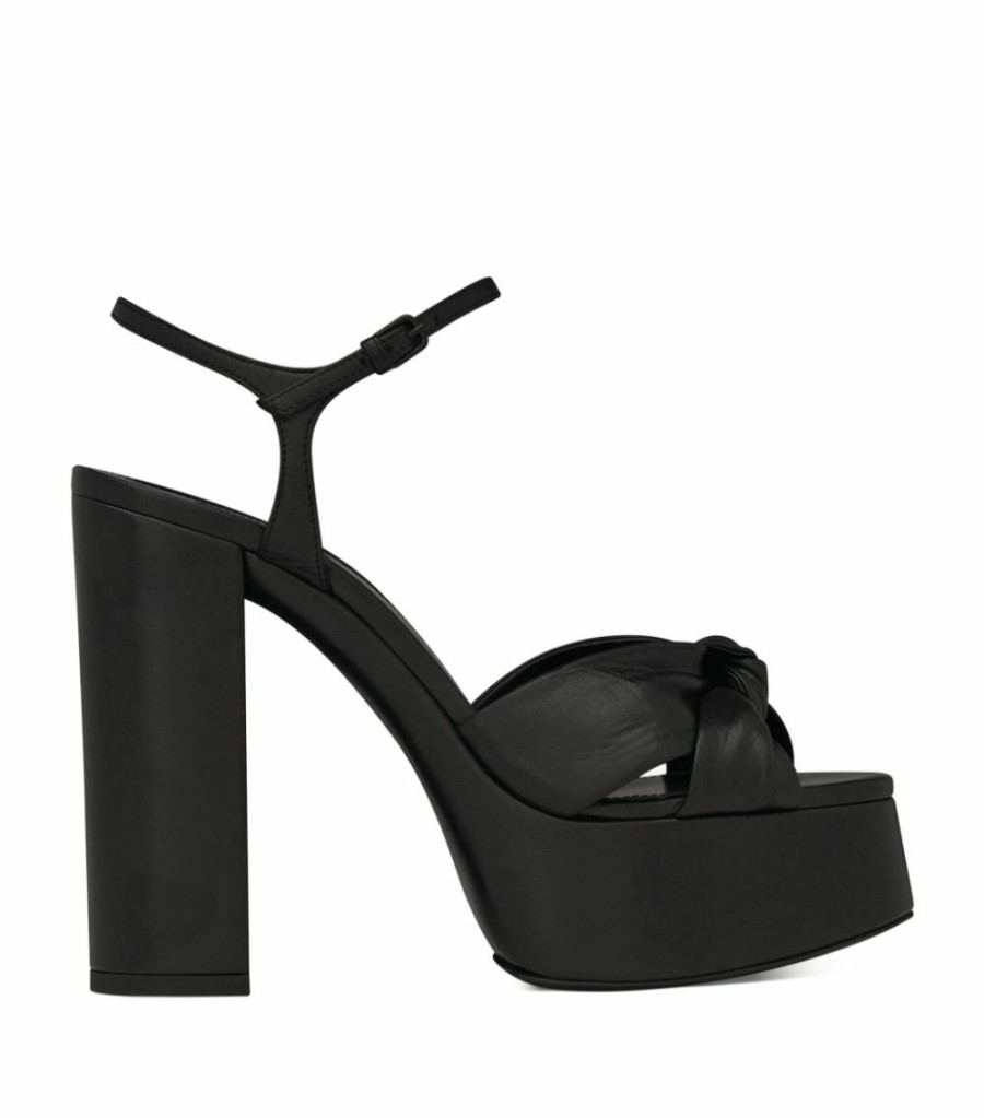 Women * | Best Sale Saint Laurent Leather Bianca Sandals 85 1000 Heeled Sandals