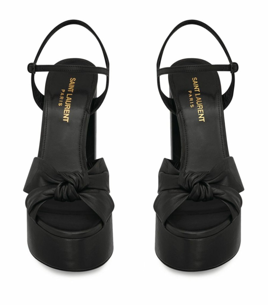 Women * | Best Sale Saint Laurent Leather Bianca Sandals 85 1000 Heeled Sandals