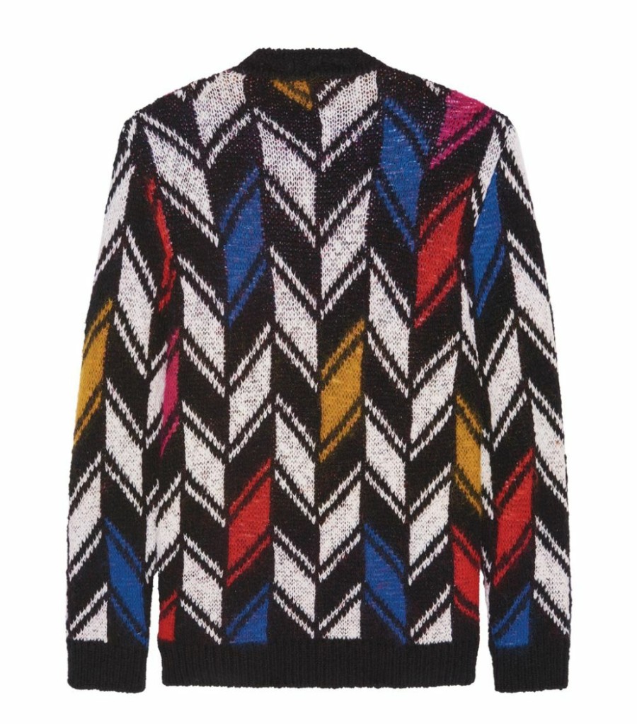 Men * | Budget Saint Laurent Chevron Jacquard Cardigan 2473 Cardigans