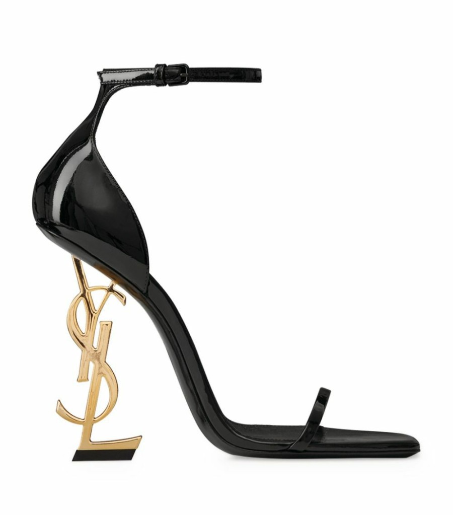 Women * | Cheap Saint Laurent Leather Opyum Sandals 110 1000 Heeled Sandals