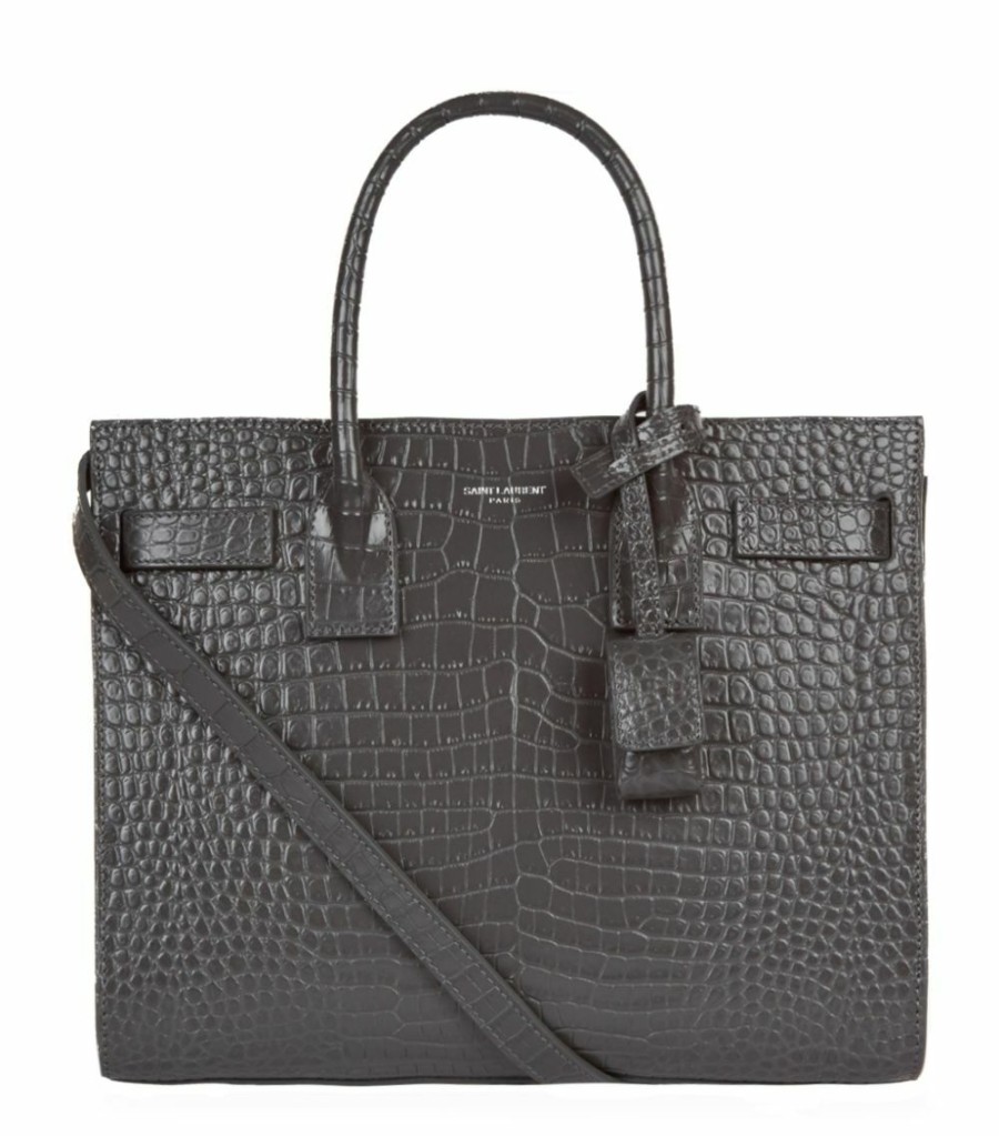 Women * | New Saint Laurent Baby Sac De Jour Croc-Embossed Tote Bag 1112 Tote Bags