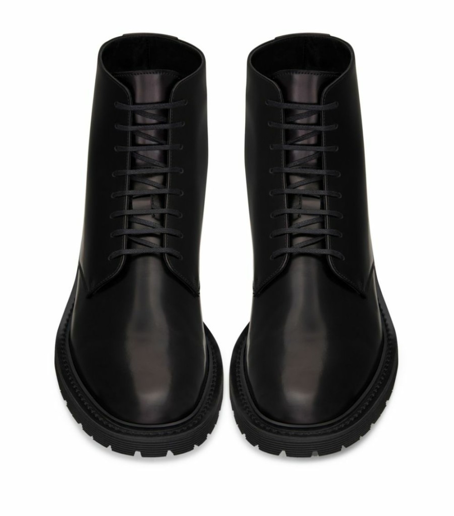 Men * | Brand New Saint Laurent Leather Army Boots 1000 Lace Up Boots