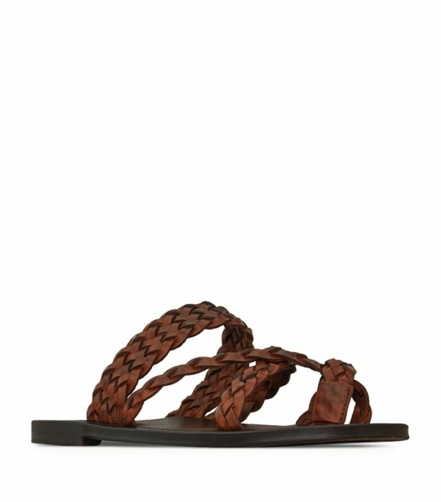 Men * | Top 10 Saint Laurent Leather Neil Multi Strap Slides 9808