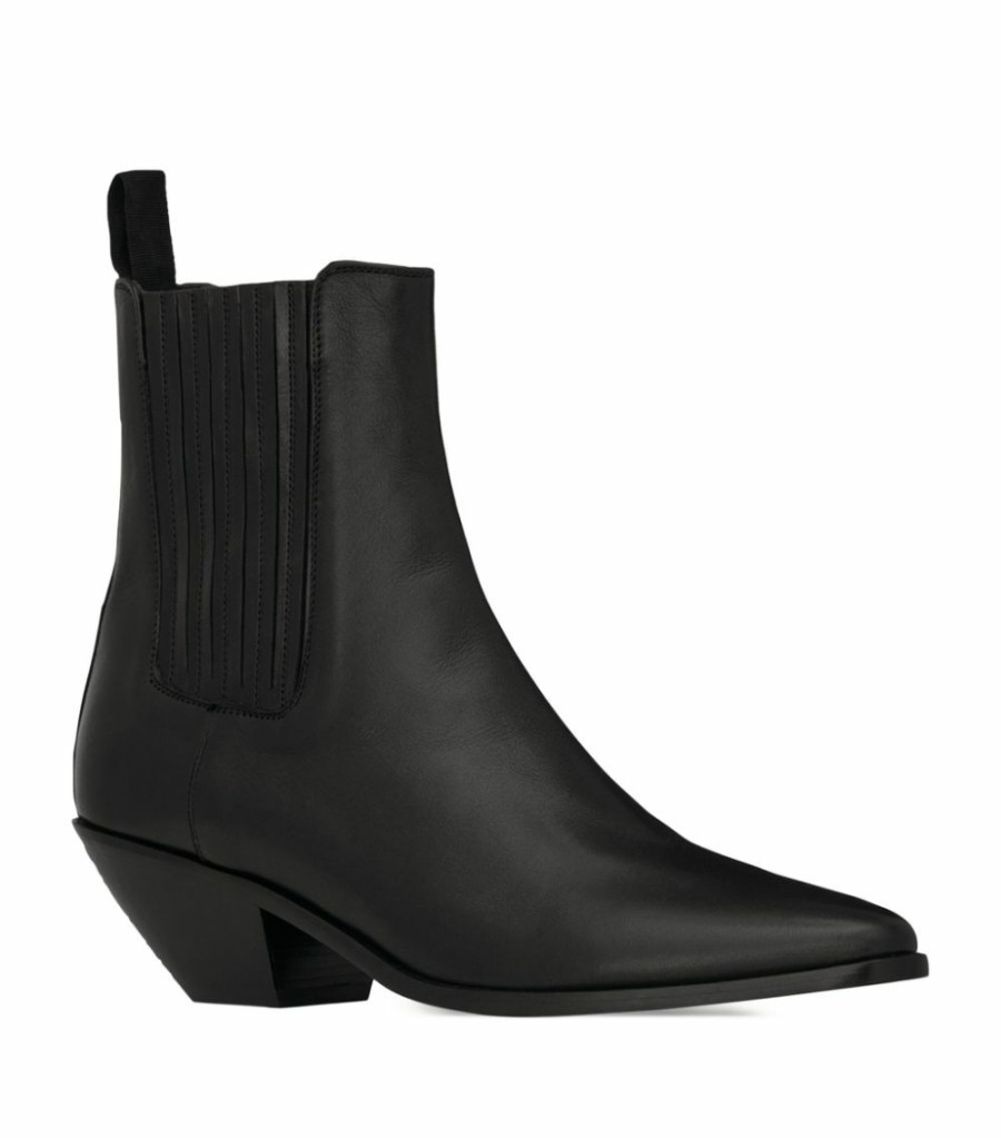 Women * | Promo Saint Laurent Leather West Chelsea Boots 40 1000 Ankle Boots