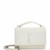 Women * | Coupon Saint Laurent Small Croc Leather Sunset Shoulder Bag 9207 Shoulder Bags