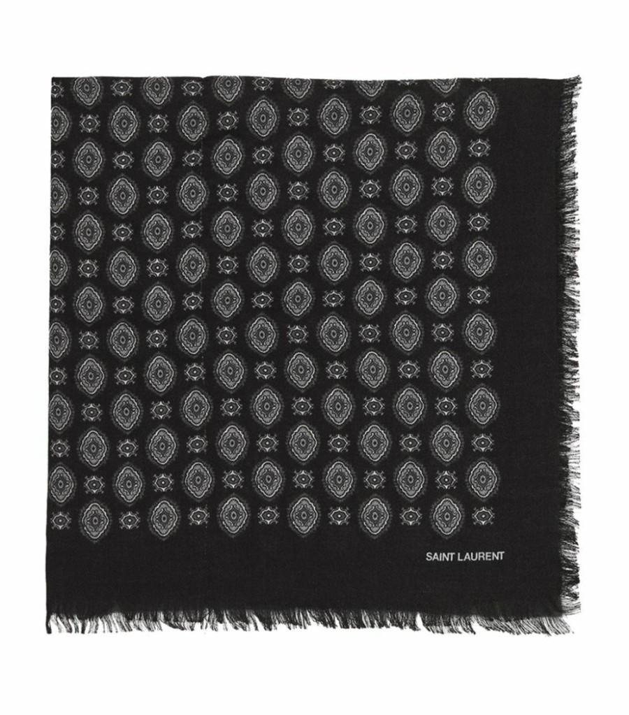 Women * | Discount Saint Laurent All-Over Print Square Scarf 1078 Scarves