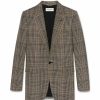 Women * | Best Deal Saint Laurent Wool Prince Of Wales Check Blazer 2612 Blazers