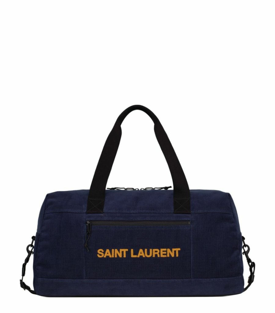 Luggage * | Best Pirce Saint Laurent Corduroy Logo Duffle Bag 4394 Weekend Bags