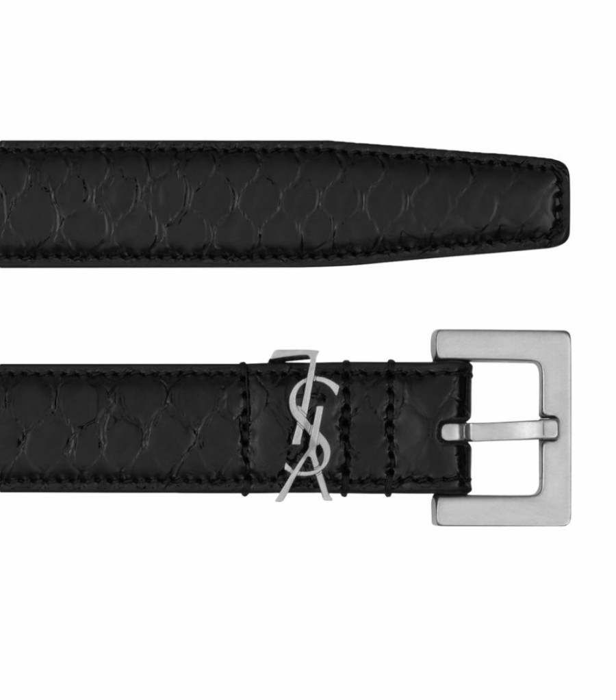 Women * | Flash Sale Saint Laurent Leather Monogram Belt 1000 Belts