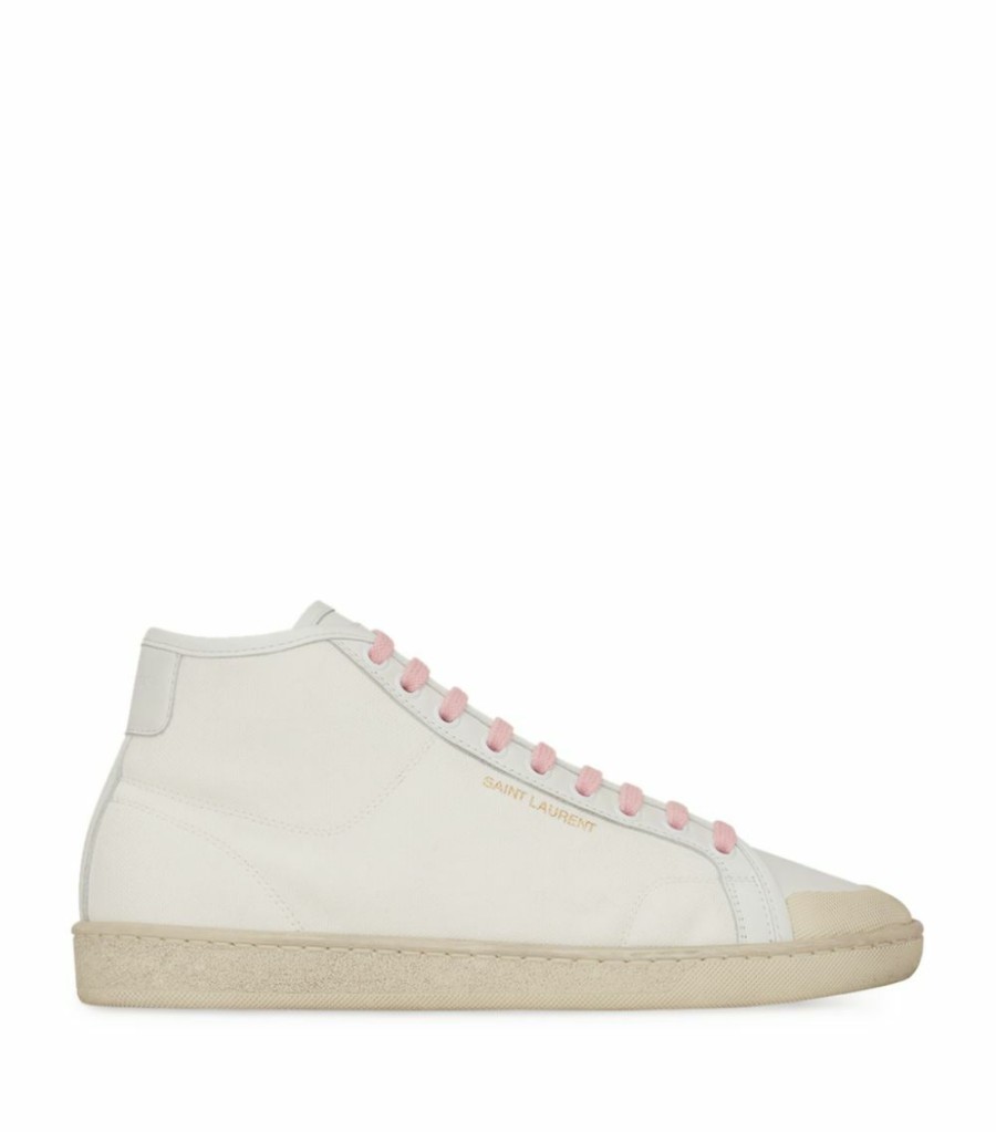 Men * | Deals Saint Laurent Leather Sl39 High-Top Sneakers 9172