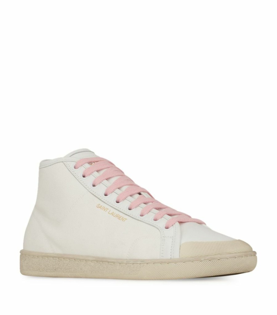 Men * | Deals Saint Laurent Leather Sl39 High-Top Sneakers 9172