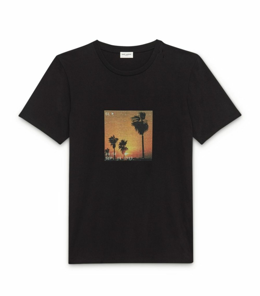 Men * | Flash Sale Saint Laurent Palm Tree T-Shirt 1068 Printed T-Shirts