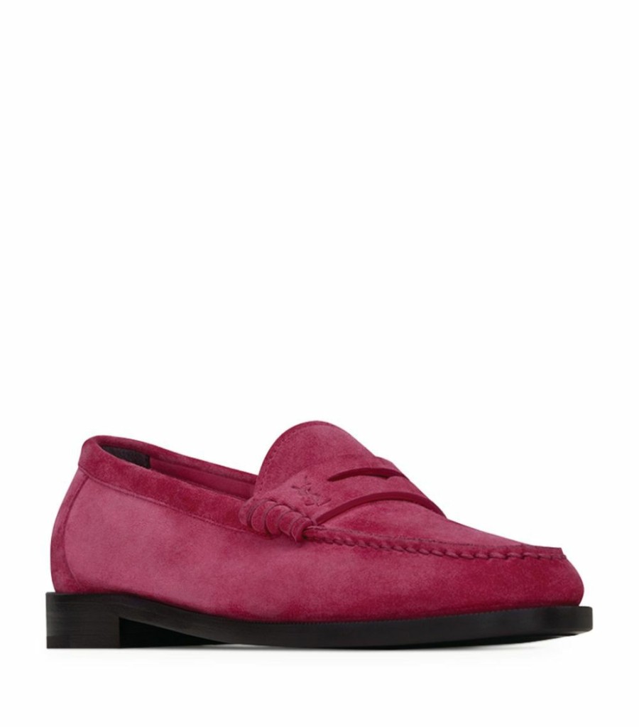 Men * | Best Deal Saint Laurent Suede Penny Loafers 5540