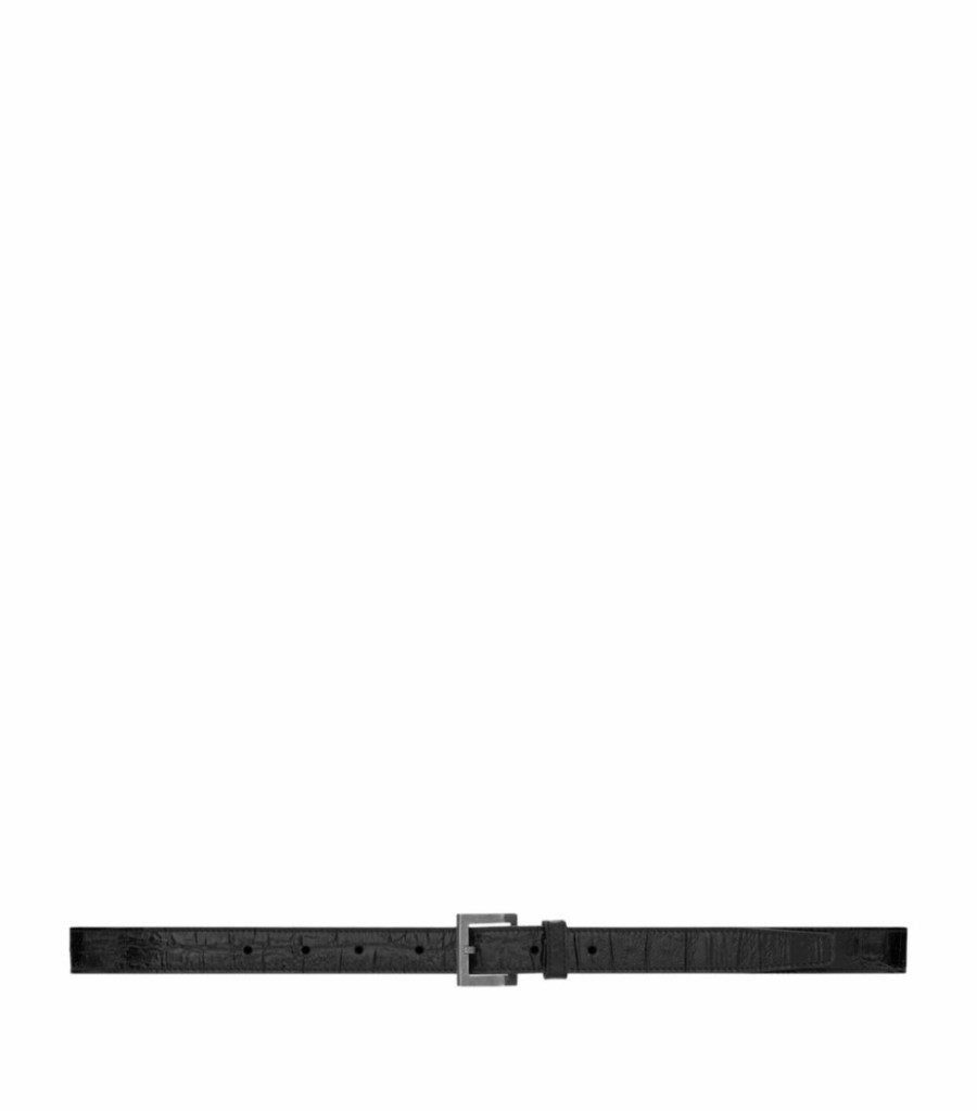 Men * | Cheapest Saint Laurent Croc-Embossed Leather Belt 1000 Belts