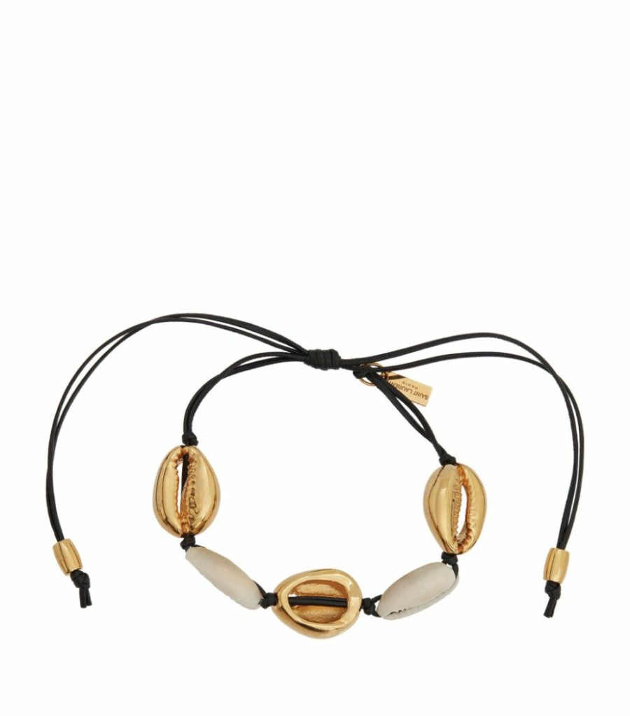 Jewellery & Watches * | Cheapest Saint Laurent Leather Shell Bracelet 1020 Bracelets