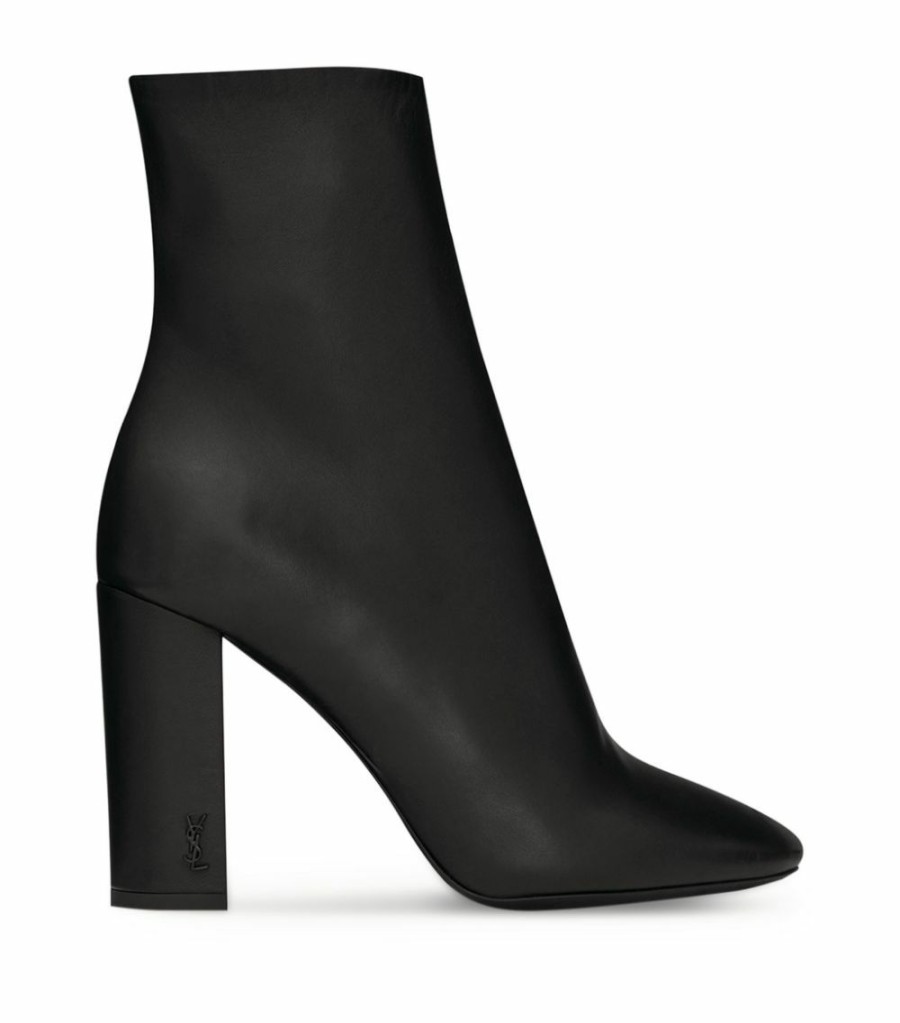 Women * | Promo Saint Laurent Leather Lou Ankle Boots 95 1000