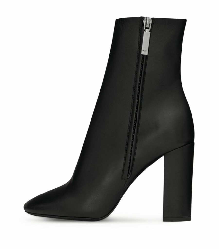 Women * | Promo Saint Laurent Leather Lou Ankle Boots 95 1000