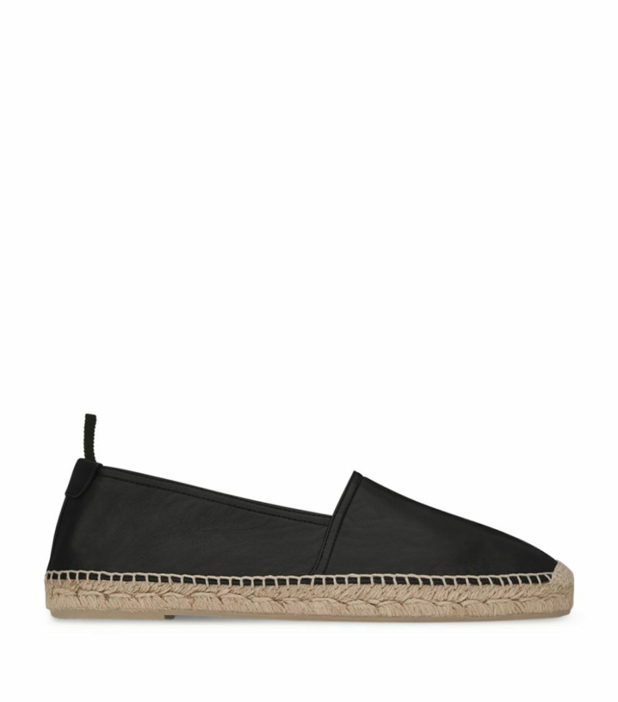 Men * | Wholesale Saint Laurent Leather Logo Espadrilles 1000 Smart Shoes