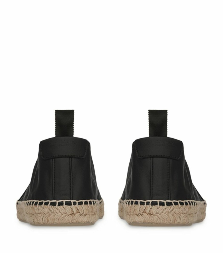 Men * | Wholesale Saint Laurent Leather Logo Espadrilles 1000 Smart Shoes