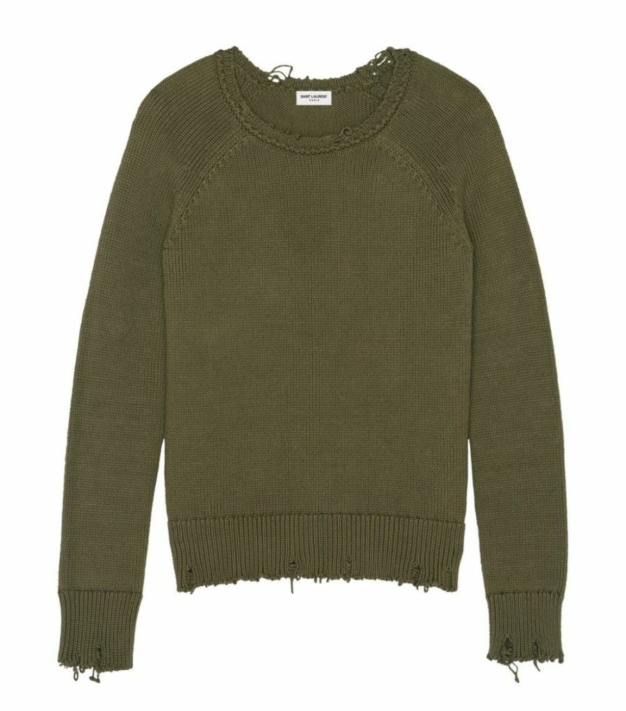 Men * | Brand New Saint Laurent Distressed Sweater 1340 Jumpers