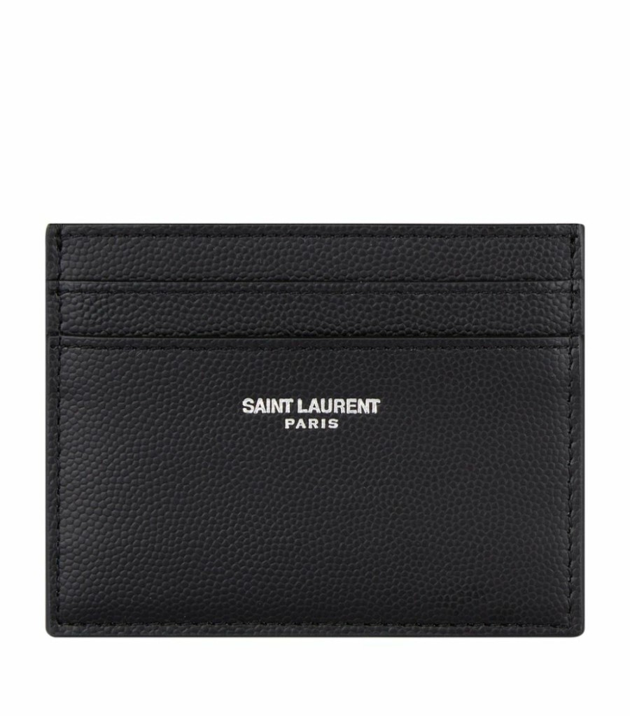 Men * | Outlet Saint Laurent Grained Leather Card Holder 1000 Cardholders