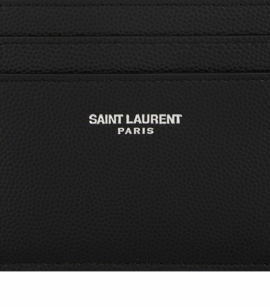 Men * | Outlet Saint Laurent Grained Leather Card Holder 1000 Cardholders