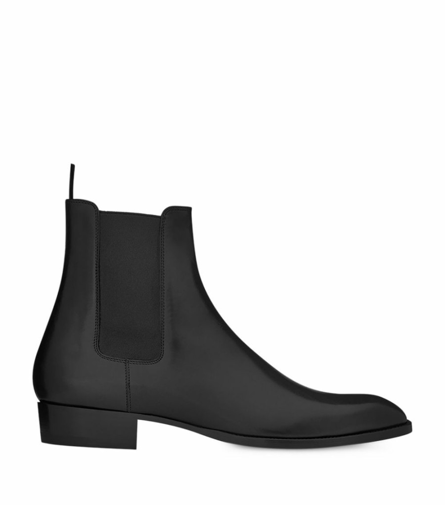 Men * | Buy Saint Laurent Leather Wyatt Chelsea Boots 1000