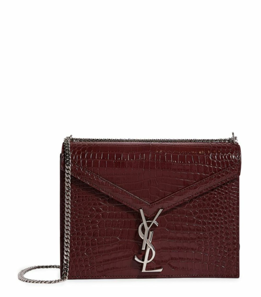 Women * | Best Deal Saint Laurent Cassandra Croc-Embossed Shoulder Bag 6475 Crossbody Bags