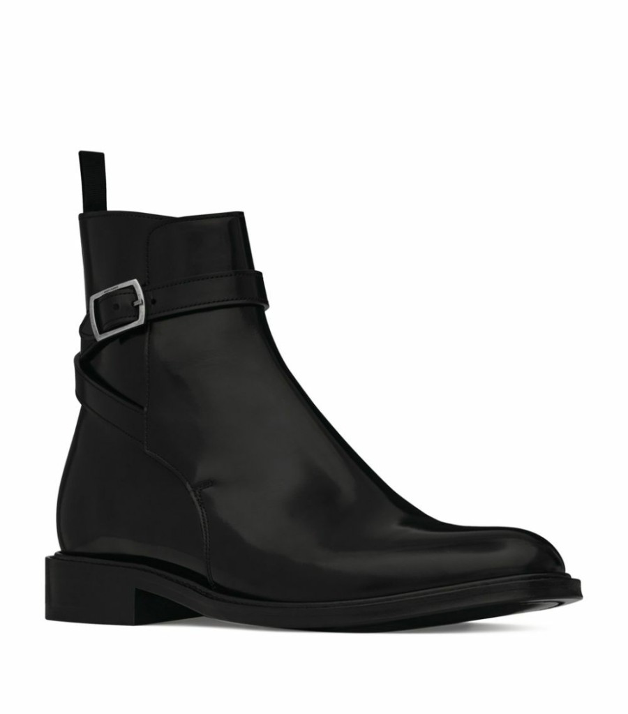 Women * | Deals Saint Laurent Leather Jodhpur Ankle Boots 1000