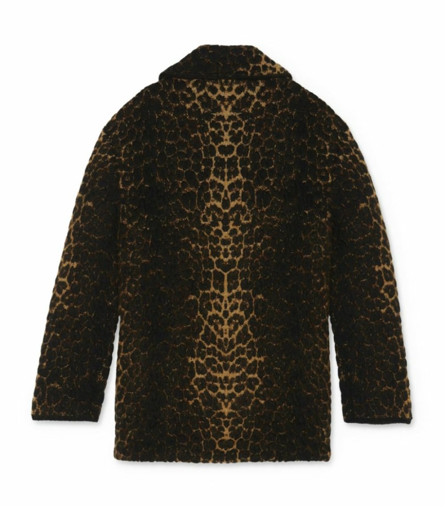 Women * | Best Deal Saint Laurent Leopard Print Coat 1262 Wrap Coats