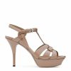 Women * | Coupon Saint Laurent Leather Tribute Platform Sandals 105 9935 Heeled Sandals