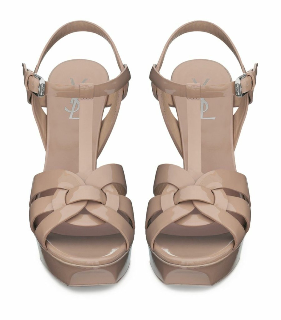 Women * | Coupon Saint Laurent Leather Tribute Platform Sandals 105 9935 Heeled Sandals