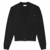 Women * | Budget Saint Laurent Cashmere Sequinned-Logo Cardigan 1001 Cardigans