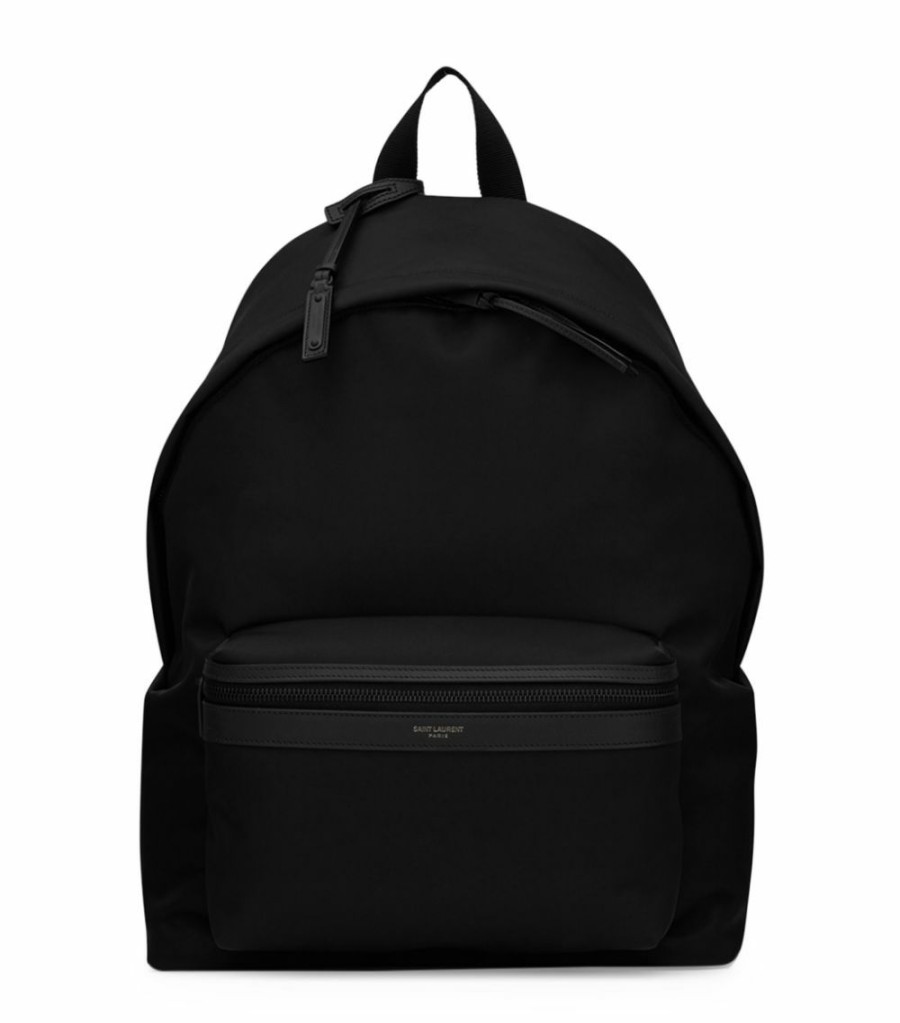 Men * | Best Deal Saint Laurent Logo City Backpack 1000 Backpacks