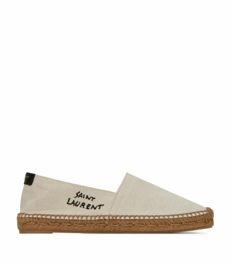 Women * | Top 10 Saint Laurent Embroidered Logo Espadrilles 9380