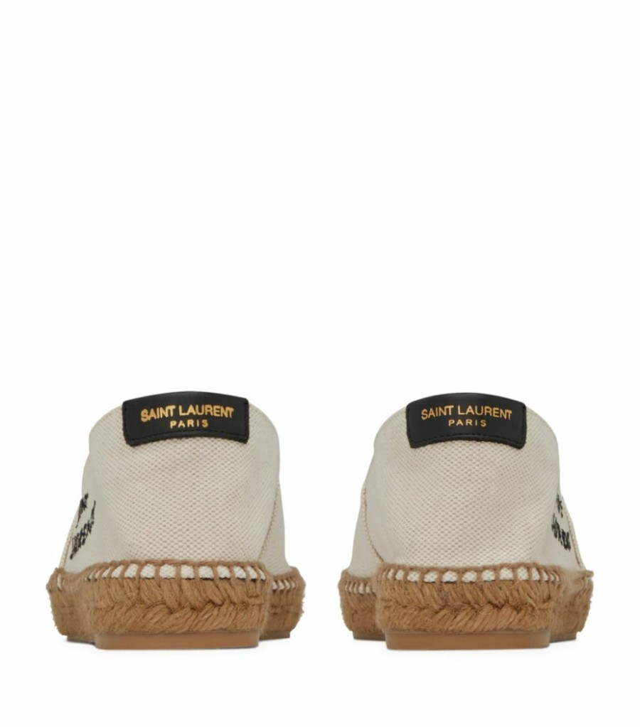 Women * | Top 10 Saint Laurent Embroidered Logo Espadrilles 9380