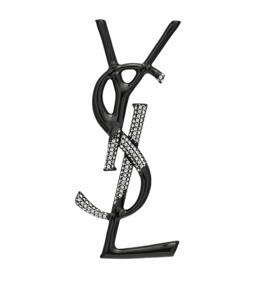 Jewellery & Watches * | Promo Saint Laurent Embellished Monogram Brooch 8191 Brooches