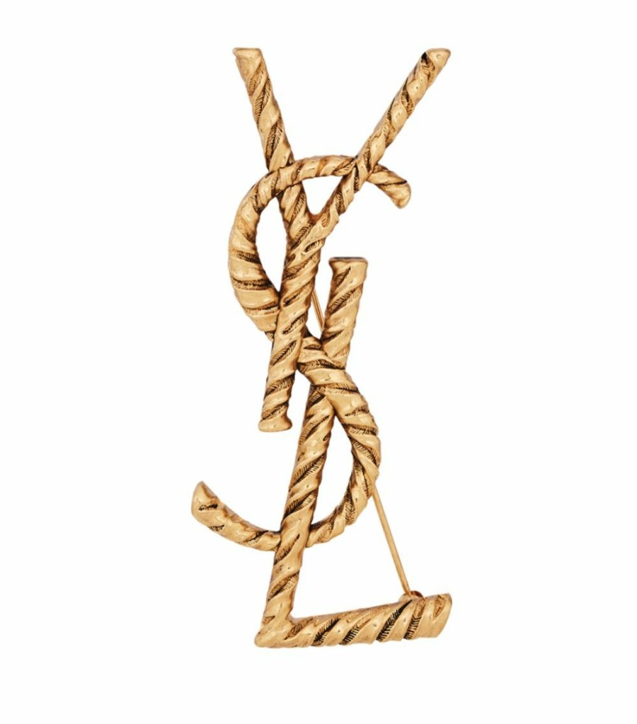 Jewellery & Watches * | Coupon Saint Laurent Opyum Ysl Twisted Brooch 8060 Brooches