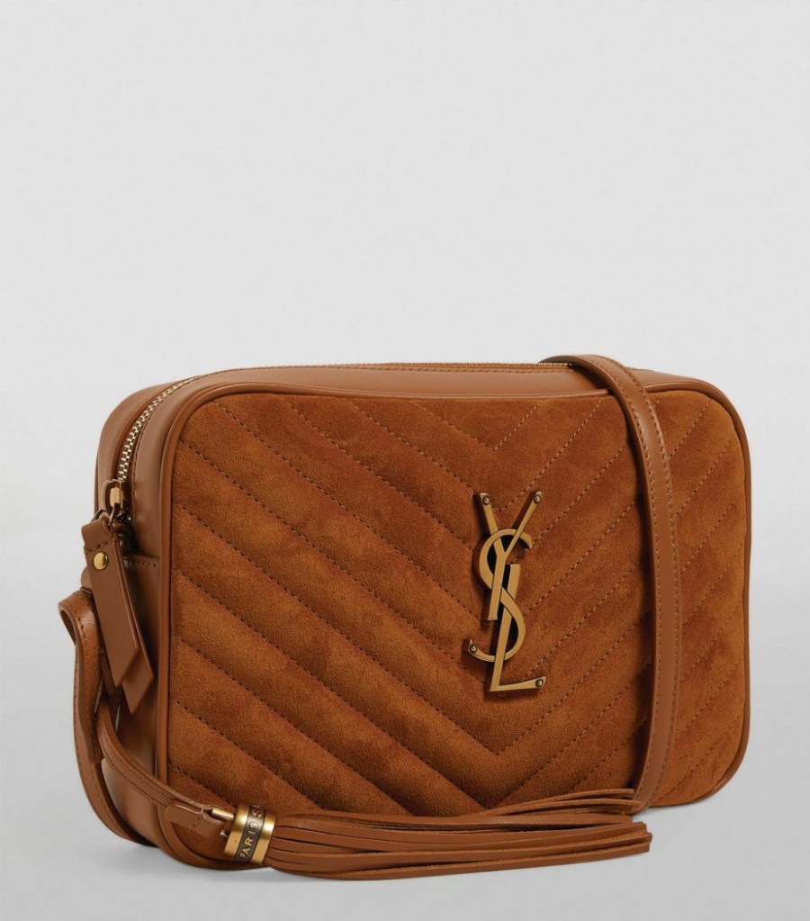 Women * | Top 10 Saint Laurent Medium Lou Matelasse Suede Camera Bag 7761 Shoulder Bags