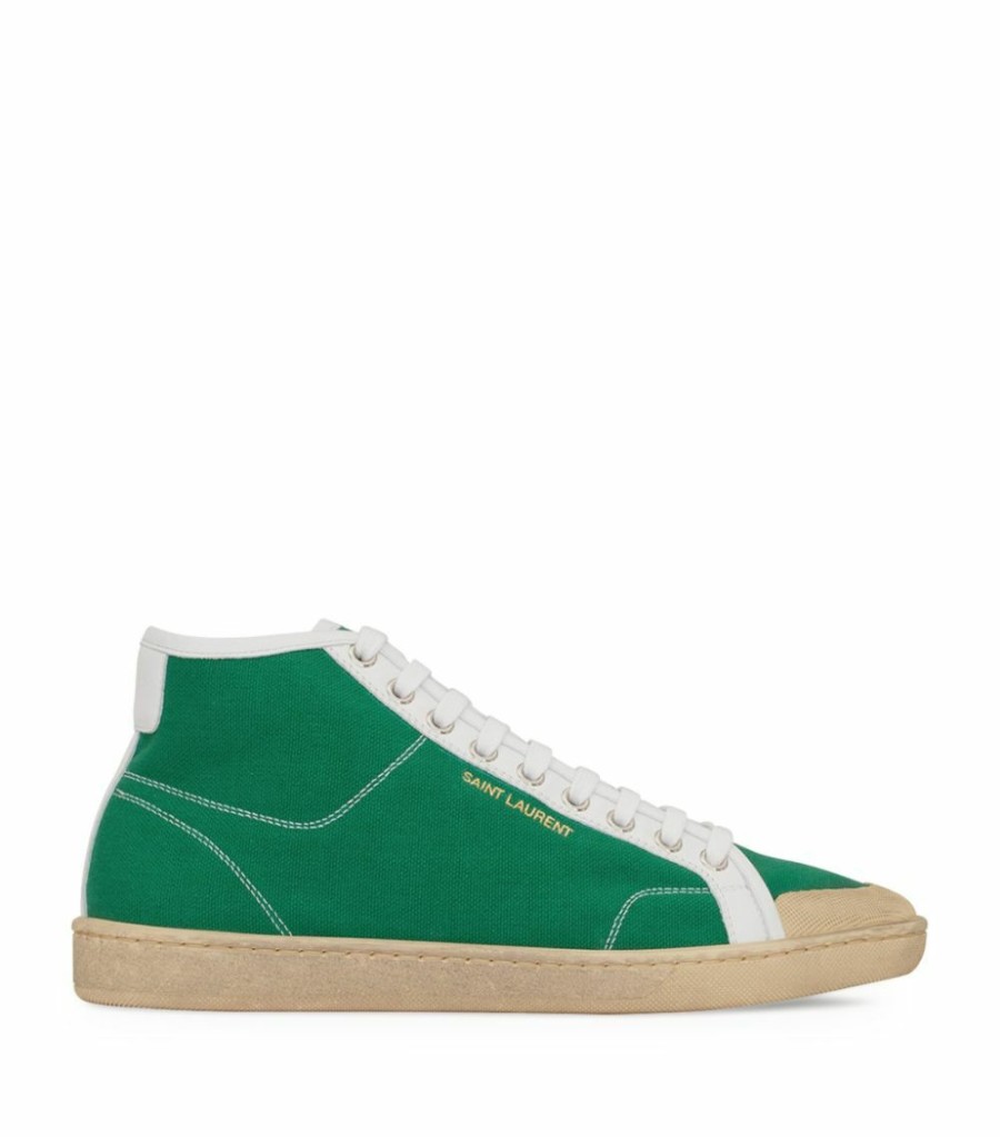 Men * | Coupon Saint Laurent Leather Sl39 High-Top Sneakers 3778