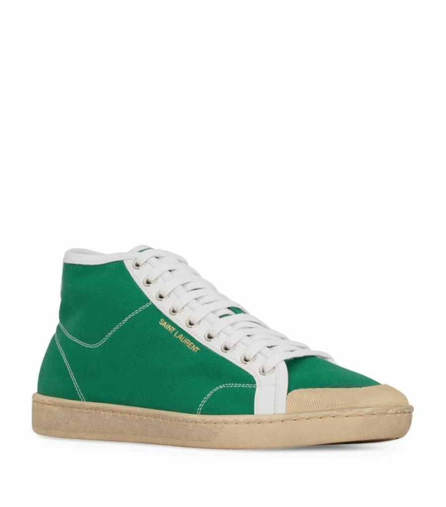 Men * | Coupon Saint Laurent Leather Sl39 High-Top Sneakers 3778