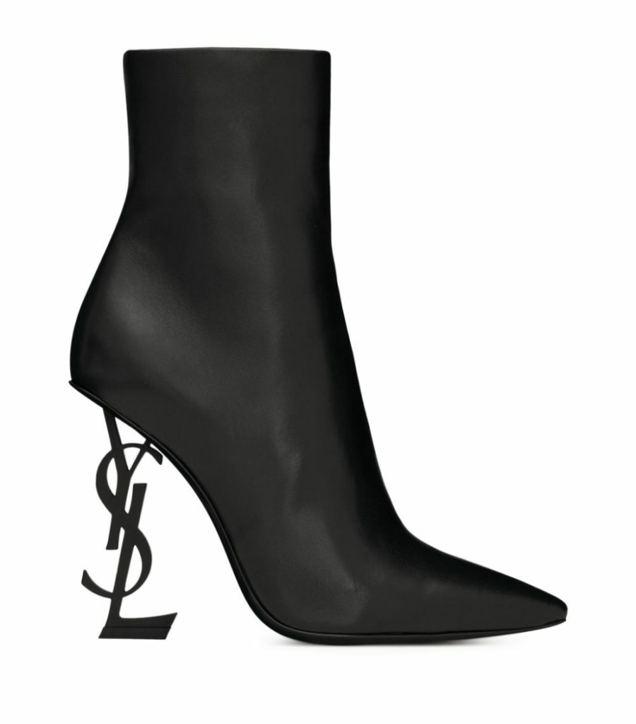 Women * | Promo Saint Laurent Leather Opyum Boots 110 1000 Ankle Boots