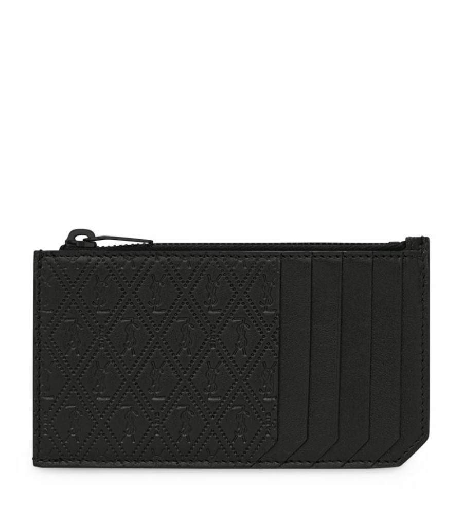 Men * | Best Pirce Saint Laurent Leather Fragments Card Case 1000 Cardholders