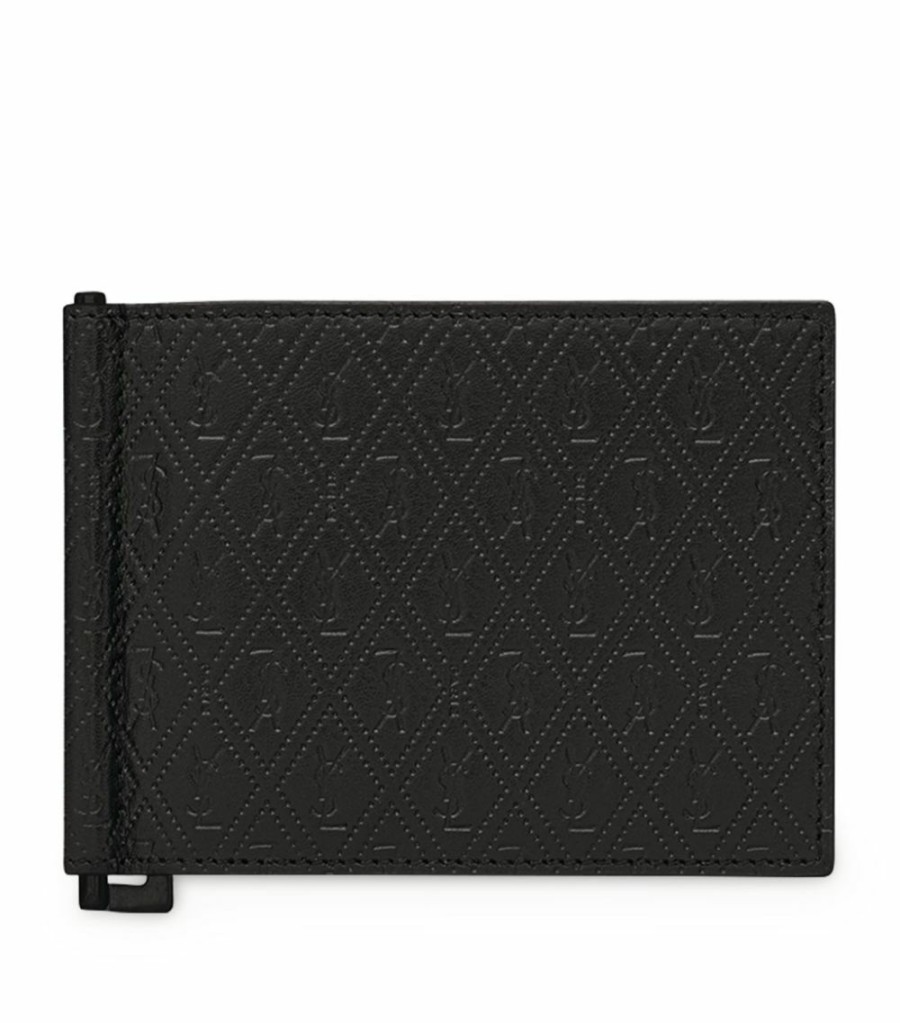 Men * | Budget Saint Laurent Leather Monogram Wallet 1000 Wallets