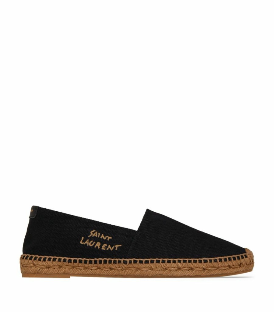 Women * | Top 10 Saint Laurent Embroidered Logo Espadrilles 1000