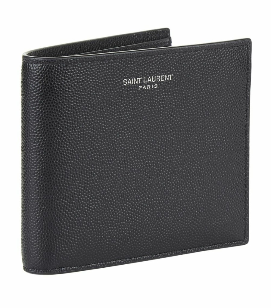 Men * | Wholesale Saint Laurent Grained Leather Bifold Wallet 1000 Wallets