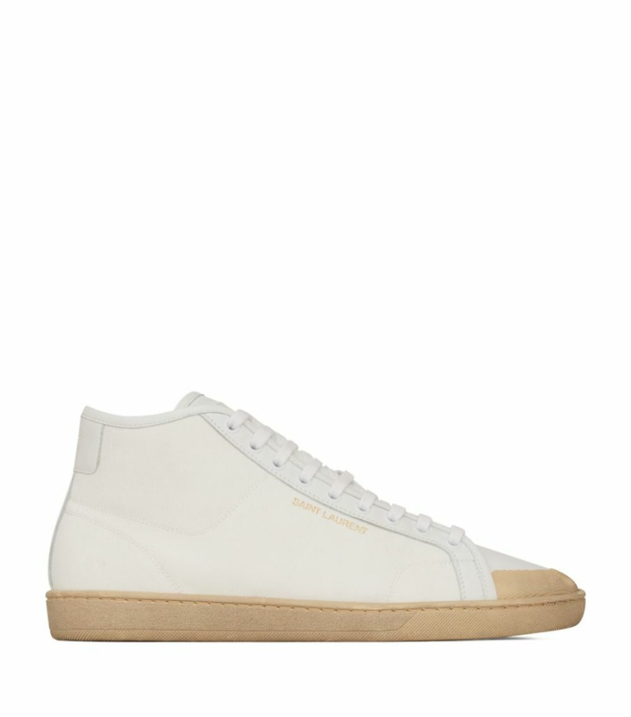 Men * | Best Sale Saint Laurent Leather Sl39 High-Top Sneakers 9026